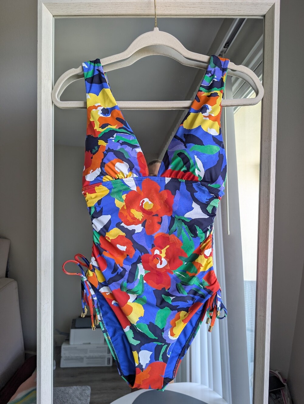 NWT Lauren Ralph Lauren Floral Ruched One Piece Swimsuit Size 8 MSRP $165 - Picture 3 of 14